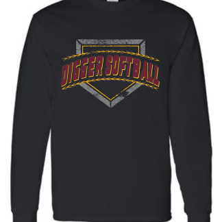 Digger Softball Plate Logo Gildan® 100% Cotton Long Sleeve T-Shirt